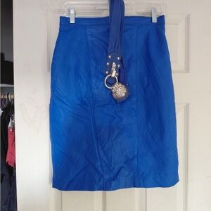 Blue Leather Skirt